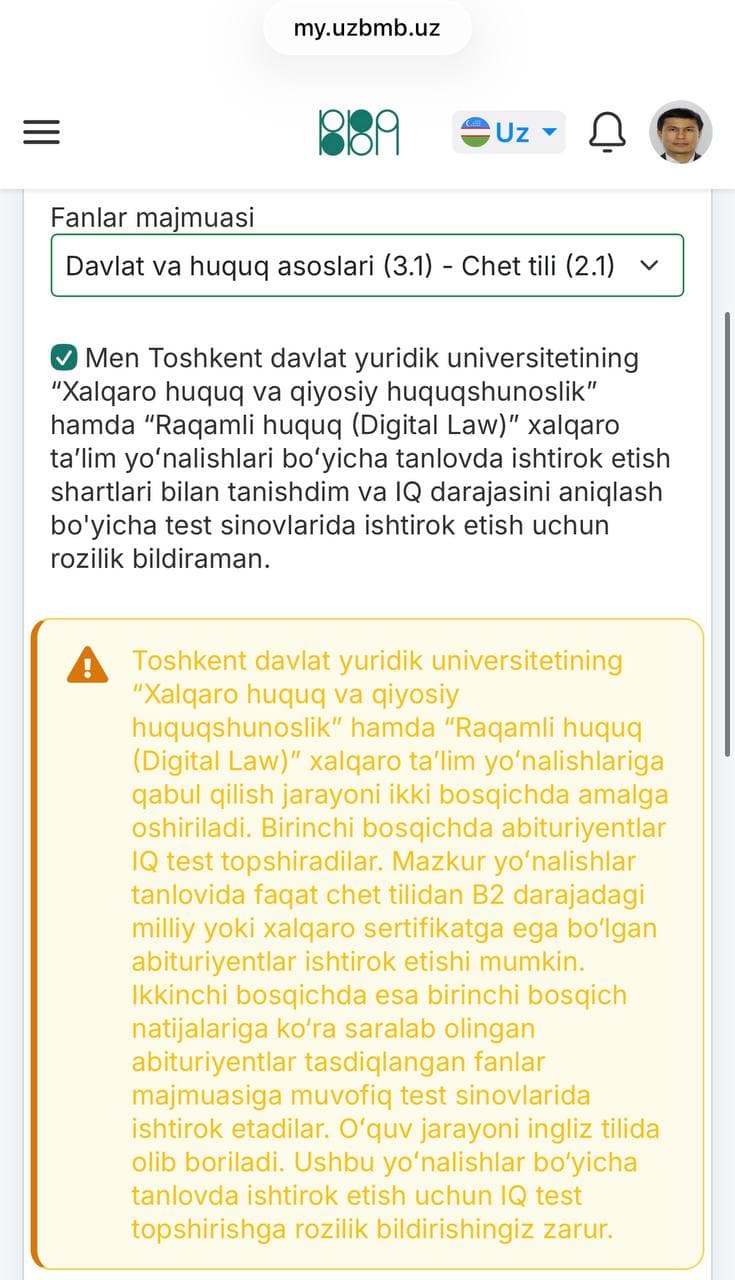 TDYUning eng nufuzli yo‘nalishlariga qabul: B2 sertifikat shartmi?