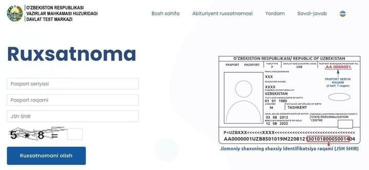 Abituriyent ruxsatnomalari e’lon qilindi – 2026-yil test sinovlari
